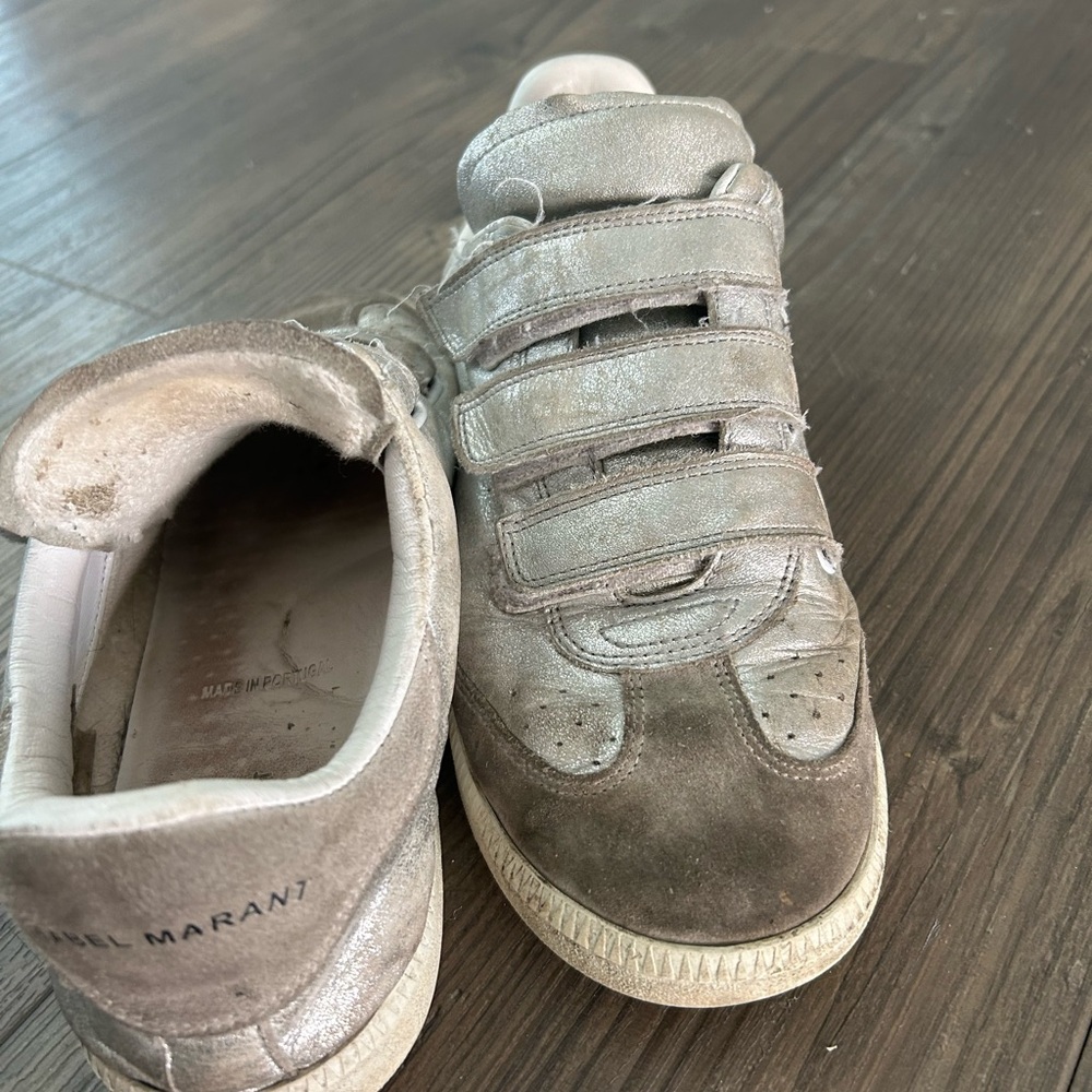 Isabel Marant Silver Velcro Strap Sneakers